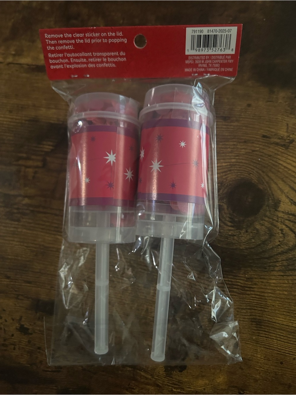 Confetti Poppers - Pink Sparkle Party Push-Pop Set-“Making Spirits Bright” - Picture 3 of 6